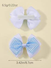 2pcs/Set Double-Layer Bow Hair Clips Set, Versatile & Cute, Suitable For Back To School Season - Baby Blue - View 6