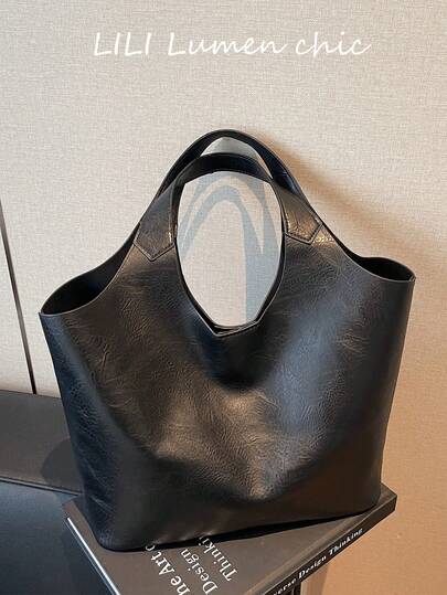 The New Fashionable Hot-Selling Solid Brown PU Leather Handbag For Girls Features A Strong Magnetic Closure. This Baguette-Style Bag Has Double Top Handles And Can Be Carried On The Shoulder Or By Hand. It Has A Spacious Interior That Can Hold Daily Essentials Such As Lipstick, Keys, And Cosmetics. Suitable For Girls For Commuting To Work, Going Out Shopping, Dating, Business Trips, Travel, Or Everyday Use-It Pairs Well With Any Outfit.