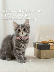 PETSIN 1pc Pet Collar With Rhinestone Heart & Bell Decoration, Cat Collar - Multicolor - View 3