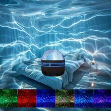 USB动态水波投影灯,带遥控器 - 绚丽RGB LED夜间投影,适用于家居装饰、娱乐和营造浪漫氛围,采用耐用ABS塑料材质,娱乐照明 - 适用于卧室、卧室装饰、客厅、派对装饰、生日装饰、派对用品 - 多色光 - 查看 6