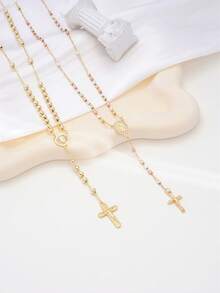 1 chiếc dây chuyền tràng hạt vàng Đức Mẹ Guadalupe, trang sức chuỗi hạt cầu nguyện Công giáo với mặt dây chuyền hình thánh giá, dây chuyền hạt sáng bóng, quà tặng tôn giáo cho nam nữ, phụ kiện đeo hàng ngày/dùng trong các sự kiện tôn giáo. - Vàng 01 - Xem 9