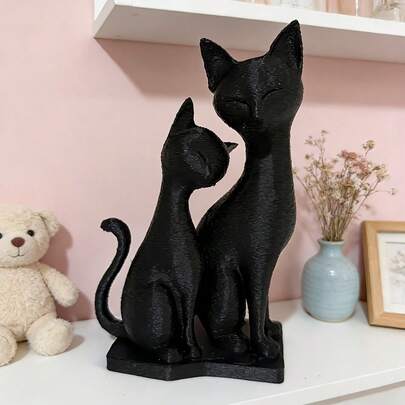 1개 고양이 커플 동상, 귀여운 친밀한 고양이 조각품, 고양이 애호가를 위한 이상적인 선물, 책장, 책상, 사무실, 거실을 위한 작은 장식품