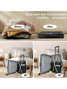 1个16升可重复使用真空收纳袋，单向阀设计，无需真空泵，适用于衣物、行李箱、背包和随身行李，旅行真空密封袋，适合旅行和商务出行，旅行箱包，旅行配件，行李收纳袋，行李打包，行李收纳袋，旅行箱包，收纳袋 - A - 查看 10