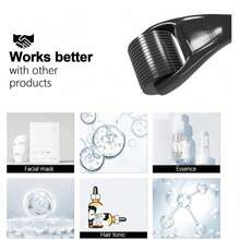 Beard Roller 0.25mm, Leather Roller, Beard Roller, Roller For Skin And Hair Care For Men And Women - 黑色的 - 查看 4
