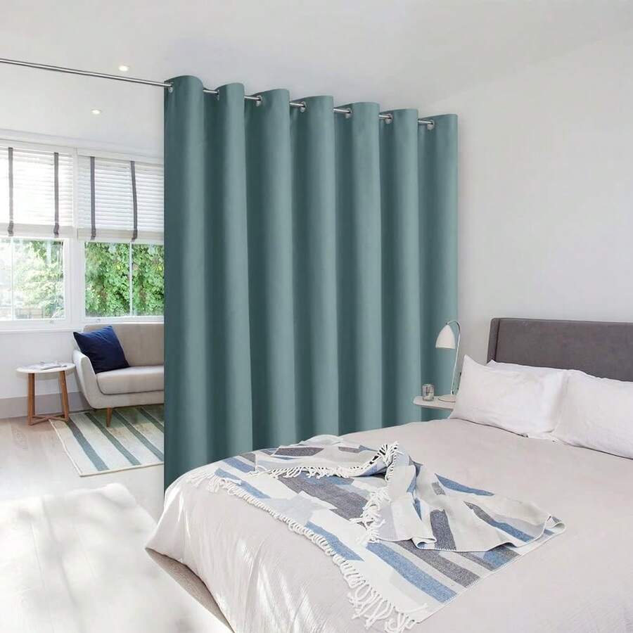 Patio Door Curtain Sound Blocking, Bedroom Privacy Room Divider Curtain Screen Partitions, Thermal Insulated Blackout Closet Sliding Door Curtain (1 Panel, 8.3ft Wide By 7ft Long, Gray) - 灰藍色 - 查看 1
