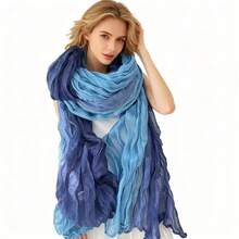 This Is A Scarf With Natural Color Transitions And Artistic Flair. The Fabric Is Light And Soft With A Natural Wrinkled Texture That Not Only Adds To The Scarf's Three-Dimensionality But Also Enhances Its Casual And Elegant Charm. Can Be Used As The Finishing Touch For Outfits, Enhancing The Style's Sophistication And Adding A Gentle And High-End Atmosphere To The Overall Look, Suitable For Various Occasions - trái cam - Xem 10