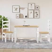 vidaXL Mesa de manjedoura  branca 112x60x75 cm pino madeira maciça - Branco - Ver 3