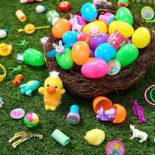 Syncfun 200 Pcs Prefilled Easter Eggs With Toys Plus Stickers, Easter Eggs Filled With Assorted Toys For Easter Eggs Hunt, Easter Basket Stuffers Fillers, Easter Party Favor - 彩色 - 查看 10