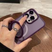 DECOPHONE 1 透明磨砂隐形指环支架手机壳，兼容苹果 17/15/14/13/12/11 Pro Plus Max，支持无线充电，包含玻璃镜头盖和保护膜，防水、防震、防摔、防刮擦。 - 紫色 - 查看 4