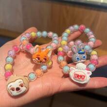 Disney Pulsera de pareja linda con cuentas de colores de gelatina y diseño de Zootopia - Multicolor - Ver 3