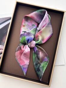 1pc Women's Spring And Summer Flower Print Square Scarf Imitation Silk 70 Small Square Scarf Shawl Neck Protection Bib Professional Scarf Warm Suitable For Daily Use