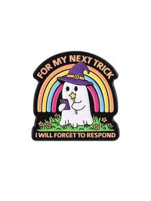 1 Pc Social Slacking Theme Enamel Pin "FOR MY NEXT TRICK I WILL FORGET TO RESPOND" Self-Deprecation Quote Ghost Wizard Hat Rainbow Elements Fun Design Brooch For Clothing Backpack Ideal For Social Humor And Meme Culture Enthusiasts - Multicolor - View 10