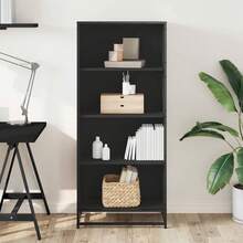 Bibliothèque vidaXL noire 60x35x139 cm en bois ingénierie - Noir - Voir 3