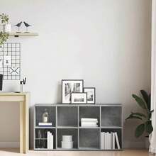 vidaXL Bibliothèque/Buffet Gris béton 66x30x130 cm Bois d'ingénierie - Gris - Voir 6
