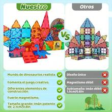 Nasjac Juguete Bloques Magnéticos 3D 54/90 Pzs Juguetes de Construcción Imanes Stem Bloques de Juguete Dinosaurios para Niños Imán Tile Magnética Construcción Regalo para Niños Juguetes Educativo - como en la foto - Ver 5