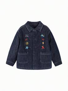 mini bala 2026 Spring Young Boy Thickened Denim Jacket, Soft & Warm, Chinese Style New Year Jacket - Denim Medium Blue - View 4
