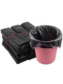 50pcs Thicker & Larger Black Trash Bags, Kitchen Garbage Bags, Vegetable Bags, Large Trash Bags, Suitable For Paper, Plastic, Bottles, Newspapers, Lawn, With Handle Plastic Bags, T-Shirt Bags, Bulk Plastic Bags - Black - View 2