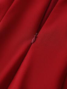 女士优雅浪漫魅力日常约会情人节修身吊带连衣裙 - 紅色 - 查看 8