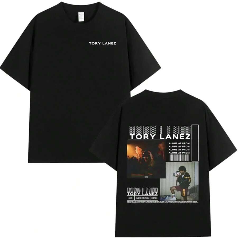 2026Rapper Tory Lanez Alone At Prom Album Camiseta Gráfica Hombres Mujeres Hip Hop Vintage Camisetas Oversized Verano Algodón Casual - Negro - Ver 1