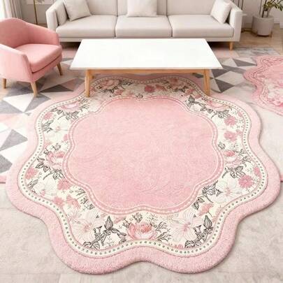 1 pieza Alfombra decorativa con flores rosas, decoración de dormitorio, alfombra pequeña, alfombra, decoración del hogar, alfombra de sala de estar, alfombra pequeña de sala de estar, alfombra de dormitorio, decoración del hogar de sala de estar, alfombra de exterior, alfombra lavable