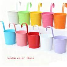 10 buc/set Ferro Pastoral Veranda jardiniere, găleată metalică suspendată pe perete, suport pentru flori, ghiveci, decor de grădină - Multicolor - Vizualizare 12