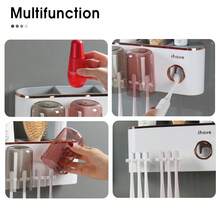 Wall-Mounted Toothbrush Holder & Toothpaste Dispenser For Bathroom - Platinum - View 8