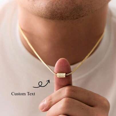 Custom Name Square Tube Necklace Pendant Necklace - Customizable With Initials; Customizable With Best Friends, Family Members, Or Boyfriends/Girlfriends; Suitable For Boyfriends/Girlfriends, Mothers, Fathers; Wedding Gifts, Valentine's Day, Birthday Gifts, Holiday Gifts; Special Valentine's Day Gifts