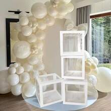 Một hộp đựng bóng bay trong suốt màu trắng, kích thước 9,85 inch, hoàn hảo để trang trí tiệc tùng, làm đạo cụ chụp ảnh và gói quà tặng. - trắng - Xem 6