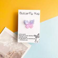 Miniature Resin Heart-Shaped Embrace Card With Gradient Butterfly Embrace Design, An Encouraging Keepsake Gift For Family And Friends. Made Of Wood, Feather-Free, Perfect For Christmas, Easter, Thanksgiving, And Other Greeting Card Holders. - Nhiều màu - Xem 10