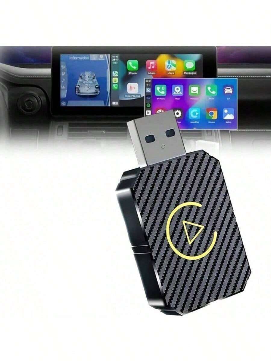 2-In-1 Wireless CarPlay Adapter - 1 USB-C Adapter For IPhone And Android Phones - Plug And Play Portable, Supports Music Streaming, Calls And Navigation, Universal Compatibility, Built-In Wireless Technology, No Battery Included - Silver - View 1