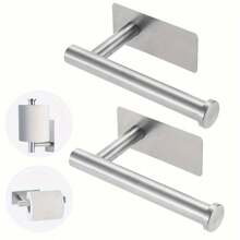无需钻孔的壁挂式纸巾架 - 拉丝不锈钢卷纸整理器，节省空间，适用于浴室，易于安装，现代卫生纸架。 - 彩色 - 查看 4
