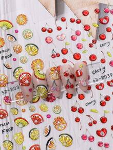 4pcs Spring/Summer Floral, Butterfly, Fruit 3D Nail Art Stickers, Vintage Delicate Design, 5D Exquisite Stickers, Suitable For Valentine's Day, Easter, Music Festivals, Wedding Season, Carnival Themes, Easy To Apply, For Nail Decoration, DIY, Holiday Gifts, Y2K Style Nails Nail Supplies - Multicolor - View 3