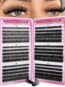 Asiteo 590片装D型卷翘仿貂毛假睫毛 - 30D+40D+50D+60D+80D+100D DIY睫毛嫁接 - 高级D型卷翘自然蓬松单根睫毛 - 可重复使用，轻盈易贴 - D - 查看 1