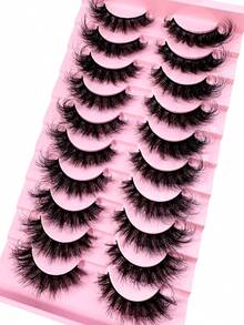 LYBCG New 10Pairs D Curl Volume Russian Volume Natural Fluffy Faux Eyelashes,Classic Cat Eye Mink False Eyelashes, Cross Wispy Dramatic Volume 5D Faux Eyelashes, Soft & Natural-Looking Eyelash Extension Makeup For A Natural Look Strip Lashes,Lashes,Eyelashes,Fake Lashes-RL49 - màu đen - Xem 5
