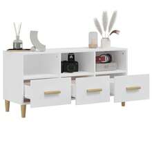 vidaXL Mueble TV blanco 102x36x50 cm madera de ingeniería - Blanco - Ver 5