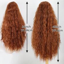 Reddish-Brown Wig, Middle Part T-Part Lace Front Synthetic Wig, 1-Meter Long Hair Wig, Noble Princess Wig, Costume Wig. - Rust Brown - View 3