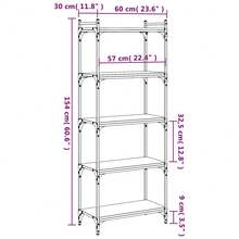 Libreria vidaXL a 5 livelli sonoma gris 60x30x154 cm - Grigio - Visualizzare 9
