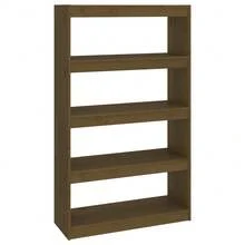 vidaXL Biblioteca/separador de piezas marrón miel 80x30x135,5 cm Pin - Marrón - Ver 2