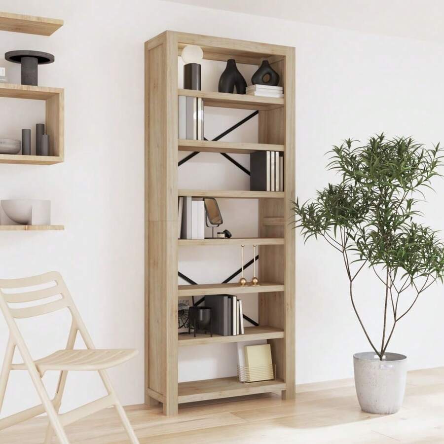 vidaXL Library 7 livelli 80x30x200 cm Bois solid d'acacia - Castano - Visualizzare 1