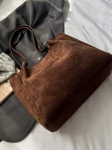 Korean Style Women's New Simple Fashion Versatile Shoulder Bag, Large Capacity Commuter Tote Bag - Coffee - View 9