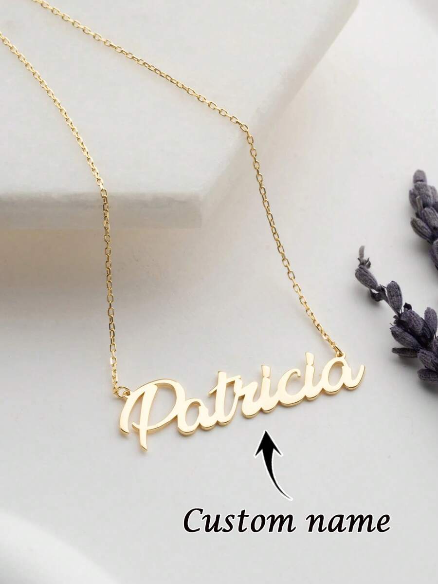 1 pièce Bijou en acier inoxydable personnalisé minimaliste avec nom personnalisé, convient pour le port quotidien et les célébrations. Collier avec nom personnalisé, bijou pour femme. Cadeau personnalisé, cadeau pour demoiselle d'honneur, cadeau pour elle, bijou fait main. Idéal pour la Saint-Valentin, la Fête des Mères, l'Aïd, la rentrée scolaire, cadeau personnalisé