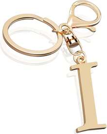 Cute Stainless Steel Gold Initial Letter Keychain For Women Girl, Charms For Key Handbag Backpack Bag, Personalized Gift - 黃金 - 查看 28