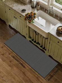 1pc Silica Gel Kitchen Mat, Pure Linen Woven Texture, Fabric Surface, Sponge Absorbent Middle Layer, Rubber Bottom, Easy To Clean, Suitable For Kitchen, Bathroom, Entryway, Laundry Room, Bedroom, Living Room, Approx. 3.5mm Thick, Can Be Trimmed To Size - Multicolor - View 13