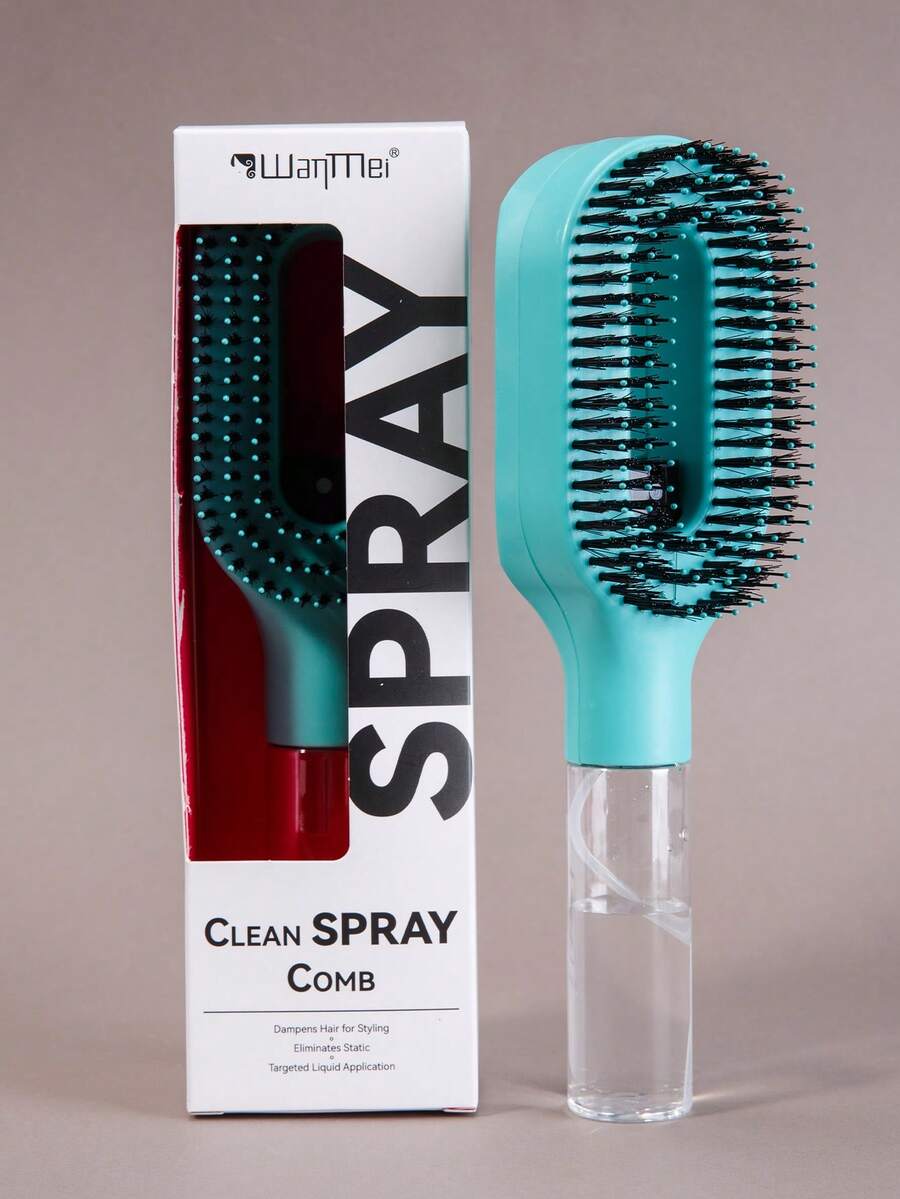 2-In-1 Spray Hair Brush, Transparent White, Water Mist Spray Brush, Built-In Water Tank, Soft And Flexible Comb Teeth, Dry And Wet Styling Spray Brush, Suitable For Curly, Straight And Wavy Hair, Moisturizing Hair Brush, Curling Brush, Detangling Brush, Women's Brush, Hairstyling, Travel Use, Hair Products, Hairdressing Tools, Hairdressing Supplies, Hairstylist, Hair Accessories, Hair Salon, Hairdressing Equipment - Multicolor - View 1