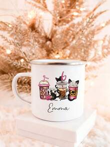 1个350毫升个性化陶瓷马克杯，搪瓷杯，可定制姓名，DIY水杯，适用于果汁、牛奶、冰咖啡 - 送给朋友、父母、同学的礼物，节日装饰，易于清洁，精致，高品质，可定制，个性化，独特，是送给她、男朋友、女朋友、爸爸、妈妈、家人、朋友、儿子、女儿、学生的理想礼物 - 彩色 - 查看 4