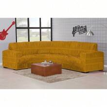 CAPA PARA SOFA DE CANTO 5 E 6 LUGARES ELASTICADA - Amarelo - Visão 1