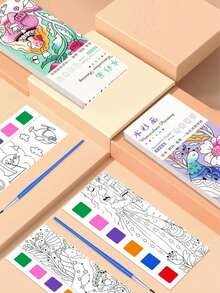 1set Children's Watercolor Coloring Book, Student Coloring And Drawing Book, Drawing And Coloring Paper, With Built-In Watercolor Paint Pens, Halloween, Thanksgiving And Christmas Gift Easter Gift,Back To School - Nhiều màu - Xem 7