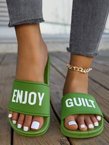 New Fashion Slippers Women High Elastic Rubber Sole Ladies Plastic Slippers, Comfortable Soft Versatile Commuting Lightweight Non-Slip Casual Home Slippers - Green - View 6