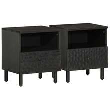 vidaXL Tables de chevet 2 pcs noir 40x33x46 cm bois de manguier solide - Noir - Voir 1
