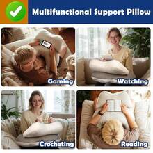 SOUNDANCE Gaming Pillow Reading Pillow For Lap, Arm Support Elbow Rest For Bed Sofa, Ergonomic U-Shaped Design With Equipment Support, Reduces Arm Fatigue During Gaming, Reading, WorFKing, Crocheting - 灰色的 - 查看 8